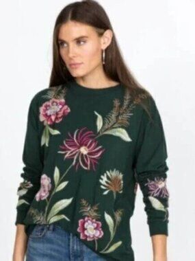 Johnny Was Meriah Floral Embroidered Tee